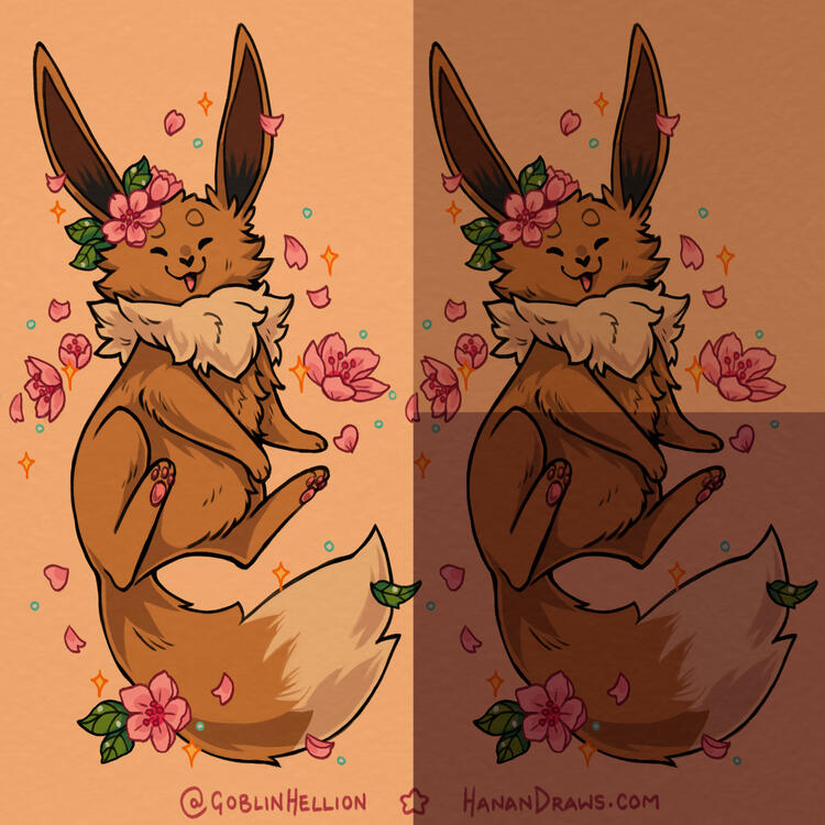 Eevee and flowers Eevee and flowers